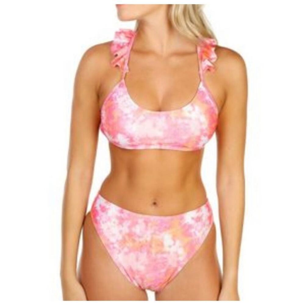 LA LA Swim Tie Dye High Rise bikini Bottom size small